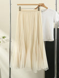 Two Sides Wearing A Net Yarn Skirt Women 2025 Spring New High-Rise Shade Across The Hundred Folded Skirt A Word Big Swing Fishtail Long Skirt