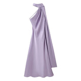 2025 Autumn New Women's Fashion Simple Ribbon Hanging Neck-Laught Dress