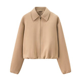 2026 Autumn New Women's Fashion Casual Loose Collar Short Zipper Jacket Jacket