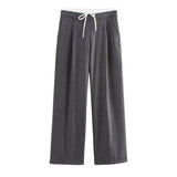 Autumn 2025 New Women's Fashion Casual Street Double Waist Wide Leg Pants 1608225