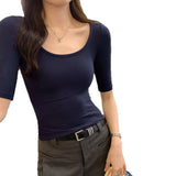 Small Pure Hot Girl To Cultivate Wide-Necked Short-Sleeved T-Shirt Girls Summer 2025 New Korean Body Repair Sexy Top