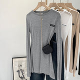 2026 Spring And Summer Design Sense Bottom Long Sleeves Thin Sexy Perspective Hot Girl T-Shirt Blouse New Explosion