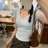 European Goods Explosion Fashion Fashion Shoulder Repair White Short-Sleeved T-Shirt Women's Summer 2025 New High-End Feel Blouse