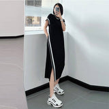 Fat Mm2025 New European Version Of The Design Feel The Fork Dress Size 300 Pounds Of Loose Thin Dress Summer