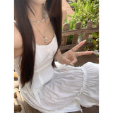 French Gentle Pink Cake Dress Women's Summer Bohemian Holiday Wind Folded Tunic Sling Skirt