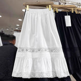 Spring 2025 New White Dress Women Look Good-Looking Popular Unique High-Rise Repair Medium-Long A-Shaped Skirt