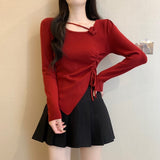 Design Sense Of A Small Irregularly Tailored Short Top Women's Early Autumn 2025 New Set-Up Knitted Sweater