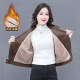 Haining Pu Leather Short Leather Women 2025 Autumn And Winter Plus Velvet Jacket Full Of Ocean Gas Thin Thick Coat