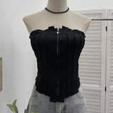 Real Shooting Autumn Vintage Deer Skin Velvet Fold Zipper One-Style Brao Vest Tset 8109