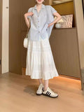 High-Rise Thin New Summer Black A-Shaped Umbrella Skirt 2025 Long Skirt Cake Half-Dress Lace Woman