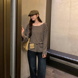 Lyselle Tiansin Han's Beautiful Round-Neck Striped Long-Sleeved T-Shirt Women's Autumn New High-End Non-Bolliion Shirt Blouse