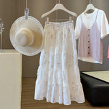 Small Fresh Floral And Snowy Short Skirt Women's Summer New Small Cake Skirt Sweet Anti-Walking Word Half-Body Skirt