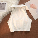 Hanging Neck Sling Vest Women Summer Wearing High-End Feel Shoulder Sexy Sweet Hottie Zipper Short Sleeveless Top