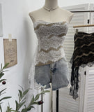 Real Shot Lace Lace With Bra Tempo Vest With Chest Cushion Anti-Slip Slipless Short Sleeveless Top 23667