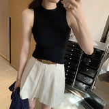 Spring And Summer New Milk Call Inside The Folding Sling Vest Women 2025 French Outer Wear Sleeveless Bottom Top