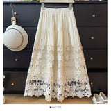 High-End Temperament Hollow Lace Splicing Half Dress Women Summer Pure Desire Wind Tight Waist Thin Swing Skirt