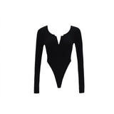 Autumn New Conjoined Long-Sleeved Top Women's Summer Fashion Style V Collar Outside Wearing A Bottom Shirt