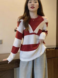 Fake Two Hanging Necks Long-Sleeved Sweater Women 2025 New Autumn And Winter Ocean Loose Thin Chic Top