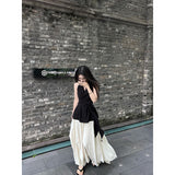 2026 New French V-Neck Sleeveless Shirt Korean Version Of Simple Vest Pure Wish Shirt Summer Hanging Neck Tie