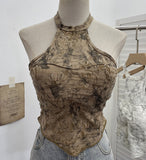 Thai Babes Hanging Neck Slings Slings Tlit Holes Made Old Bare Back Short With Thoracic Tops 1663