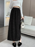 Tassel Open Fork Half-Dress Woman Autumn And Winter French Style Loose High-Waisted Waist-Waisted Thin Word Straight Skirt Temperament Long Skirt