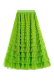Net Yarn Lotus Leaf Side Temperament Skirt Women's Dress 2025 Spring And Autumn New Famous Woman Long Dress Thin Cake Skirt 2210
