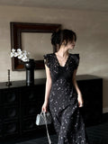 French Black Lace Slings Crumloan Dress Women's Summer 2025 New High-End Temperament Poinch Dress