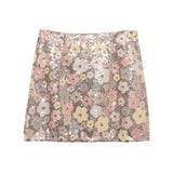 French Heavy Industry Lighting Flowers A-Word Skirt High Waist Thin Ass Anti-Light Short Skirt Women 8158