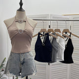 Real Shot With Chest Cushions Bare Back Hanging Neck Sling Vest With Hot Girls Hollow Short Sleeveless Top 1053