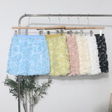 Three-Dimensional Flower Mesh Squins Tight Waist Half-Dress Women's Summer New A-B-Pack Hip Short Skirt 9103