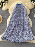 Holiday National Breeze Rheusped Flower Long Skirts Half-Dress Femininity Flalateral Lace Big Swing A Skirt Summer Autumn