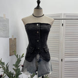 Fake Pocket Cowboy Wears Off The Chest And Wears A Female Single Buckle Decorative Stud With Short-Term Bra Vest 816
