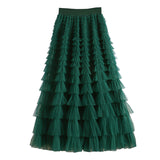 Net Yarn Splicing Cake Skirt 2025 Spring, Summer And Autumn And Winter New Medium And Long Skirt A-Word Long Skirt Pong Yarn Skirt