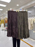 Heavy Industry Withered Leaves Folded Half-Body Skirt 2025 Spring And Summer New Glossy Irregular Big Swing Skirt And Ankle Long Skirt