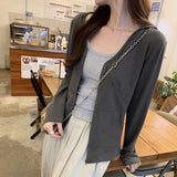 Korean Bamboo Festival Cotton White Hooded Cardigan Jacket Woman 2025 Autumn And Winter Design Repair Wearing A T-Shirt Top