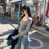 2026 Early Spring Lyselle Tiansi Square Collar With A Bottom Shirt Women's Autumn And Winter Beautiful Long Sleeve Top