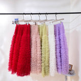 Sweet Heavy Industry Network Saupong Cake Skirt Apricot-Color Lotus Side Layer Feeling Half-Body Skirt Autumn And Winter Horny Fairy Dress