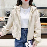 Hooded Short Solid-Color Small Sprint Jacket Women's Spring And Autumn Loose Casual Jacket Double Zipper Trend Top