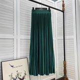 2025 New High-Rise 100-Fold Skirt Half-Dress Woman Pendant Tight Waist Thin High-Grade Elegant Solid Color Dress
