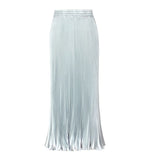 2025 New Women's Color Metallic Metallic Luster 100-Folded Dress Long Organ Skirt Half-Dress Skirt