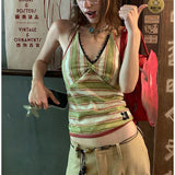 Deep V-Neck Striped Sling Vest Women's New Summer Slimmed Hottie Sleeveless Inside And Waist Top