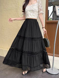 Heavy Industry Design Hook Flower Hollow High Waist Half-Dress Girl Spring And Summer New Sweet Lace Long Skirt