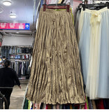 Myoism Folded Half-Dress Woman 2025 Spring And Summer New Big Swing Long Dress Simple Lazy Feeling 100 Folds Skirt