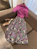Mid-Terms Of The 2025 New Retro Folded Pony Pony Skirt High Waist Swing A-Word Flower Skirt Mid-Semitic Skirt