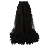 Multi-Layer Cake Dancing Net Dress In The Long Heavy Industry Half-Body Skirt Wood Ear A-Word Swing Ponum Skirt Yarn Skirt