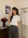 Hook Flower T-Shirt Woman 2026 Retro Hollow Polo Niche Design Sense Thin Knitted Short-Sleeved T-Shirt Summer Coat