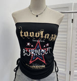 Real-Shooting Camouflage Letter Print Chest Vest With Chest Cushion Anti-Slip Strip Drawstring With Short Top 1595