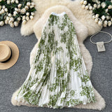 National Feng Shui Ink Painting Print Skirt Women's New High-Waist Long A Word Thin Fishtail Skirt 100-Fold Skirt