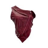 Slap Song Suit Hottie Buckle Irregular Zipper Slanted Shoulder Pu Coat Short Leather Vest Woman 2779