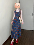 Vintage French V-Necked Floral Dress Women's Summer 2025 New Seaside Vacation Sleeveless Vest Long Dress